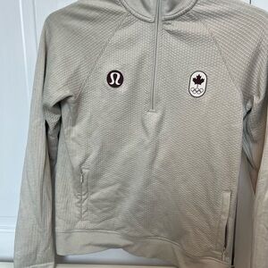 Lululemon Cream Zip-Up Jacket with Olympic Logo
